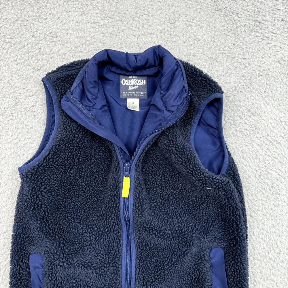 Oshkosh Bgosh Vest Jacket Boys 8 Blue Fleece Zip Pockets Active Sporty Outdoor